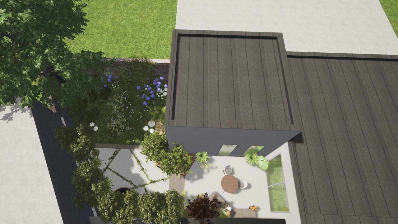 Kleine stadstuin in Mechelen als groene oase met privacy naar buren - atelier b2